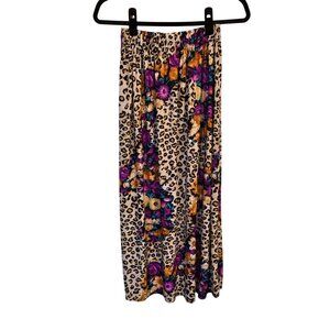 Y2K 90s Prestige Edge Semi-Sheer Floral Animal Print Maxi Shirt Juniors Small